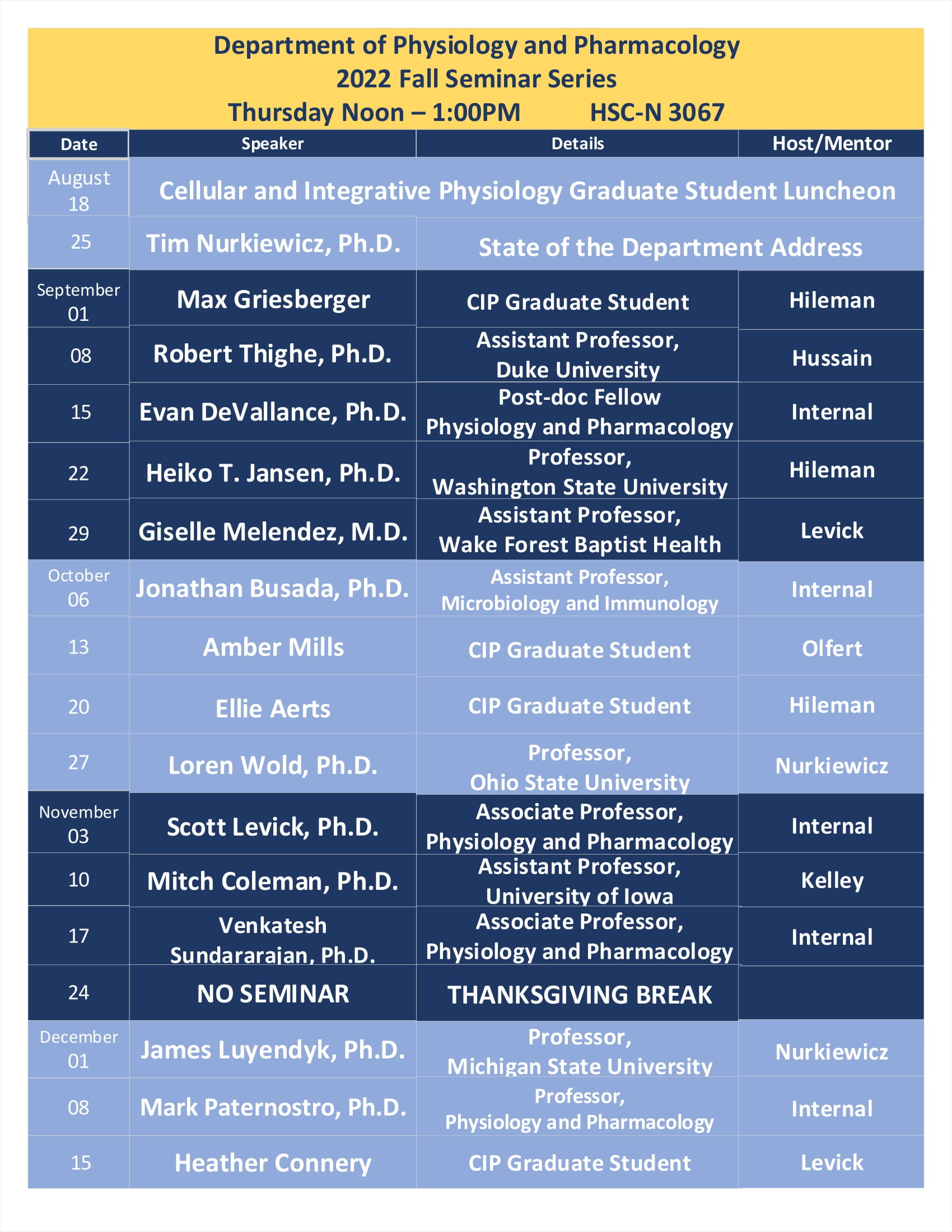 Cfo Seminar Schedule