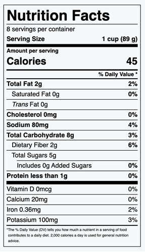 Nutrition label for Citrus Apple Cabbage Slaw