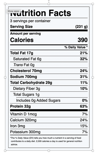 Nutrition Facts for Tuna Quesadillas