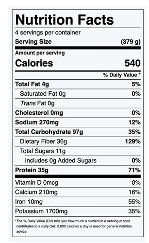 Nutrition Facts for Three-Bean Salad
