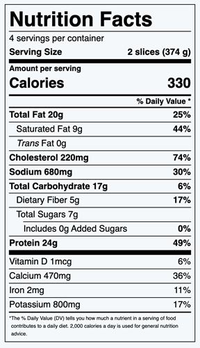 Low-Carb Cauliflower Cheesy Bread Nutrition Facts
