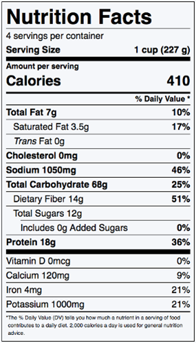 Chickpea Curry Nutrition Facts