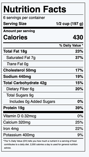 Beef and Lentil Sloppy Joes Nutrition Facts