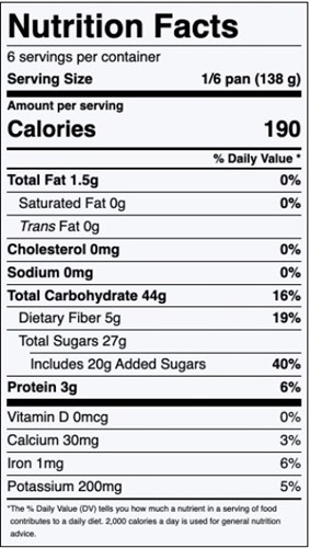 Apple Blackberry Crumble Nutrition Facts
