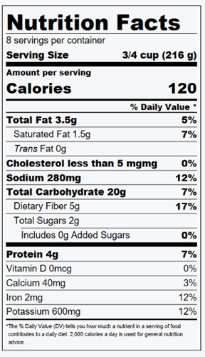 Herbed Potatoes and Cauliflower Nutrition Facts