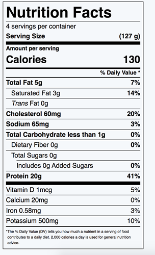 Nutrition Facts for Lemon Baked Chicken