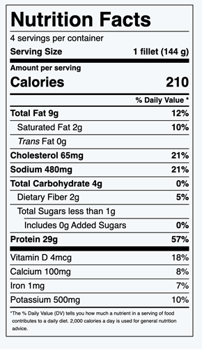 Almond Breaded Tilapia Fillets Nutrition Facts