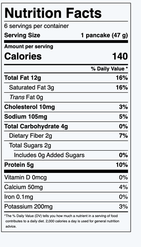 Almond Pancakes Nutrition Facts
