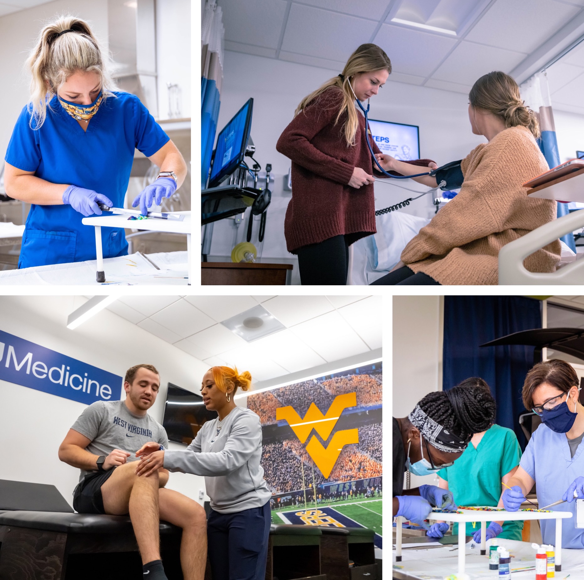 Collage featuring students in Physician Assistant, Pathologist's Assistant, and Athletic Training graduate programs