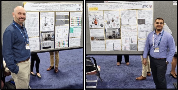 Travis Goldsmith (left) and Anand Ranpara (right) presenting their posters at SOT