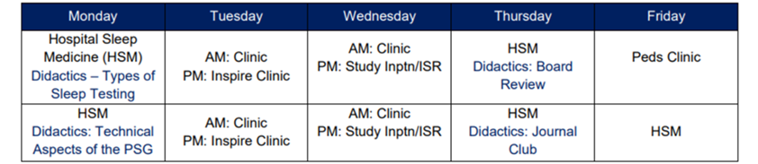 sample weekly schedule